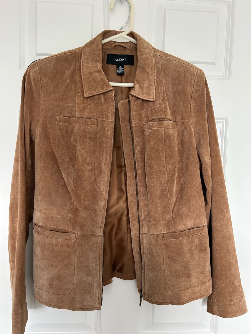 Alfani Women's Suede Zip Jacket in Warm Brown